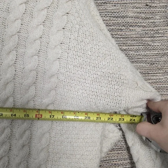 Mango White Cable Knitted Sweater, Red Striped, Preppy, Women's Size Medium - Picture 6 of 8